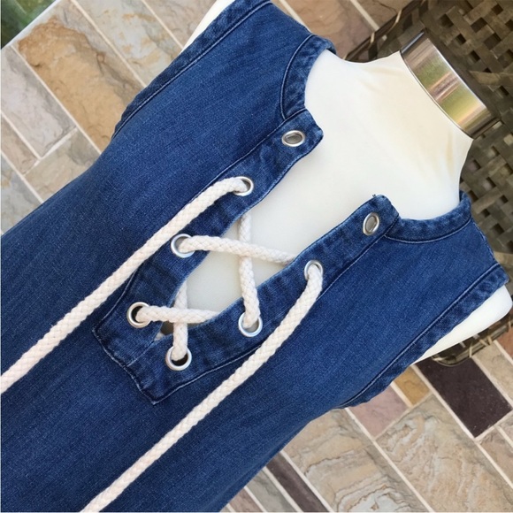 Aerie Chambray Lace Up Denim Mini Dress - Picture 3 of 8